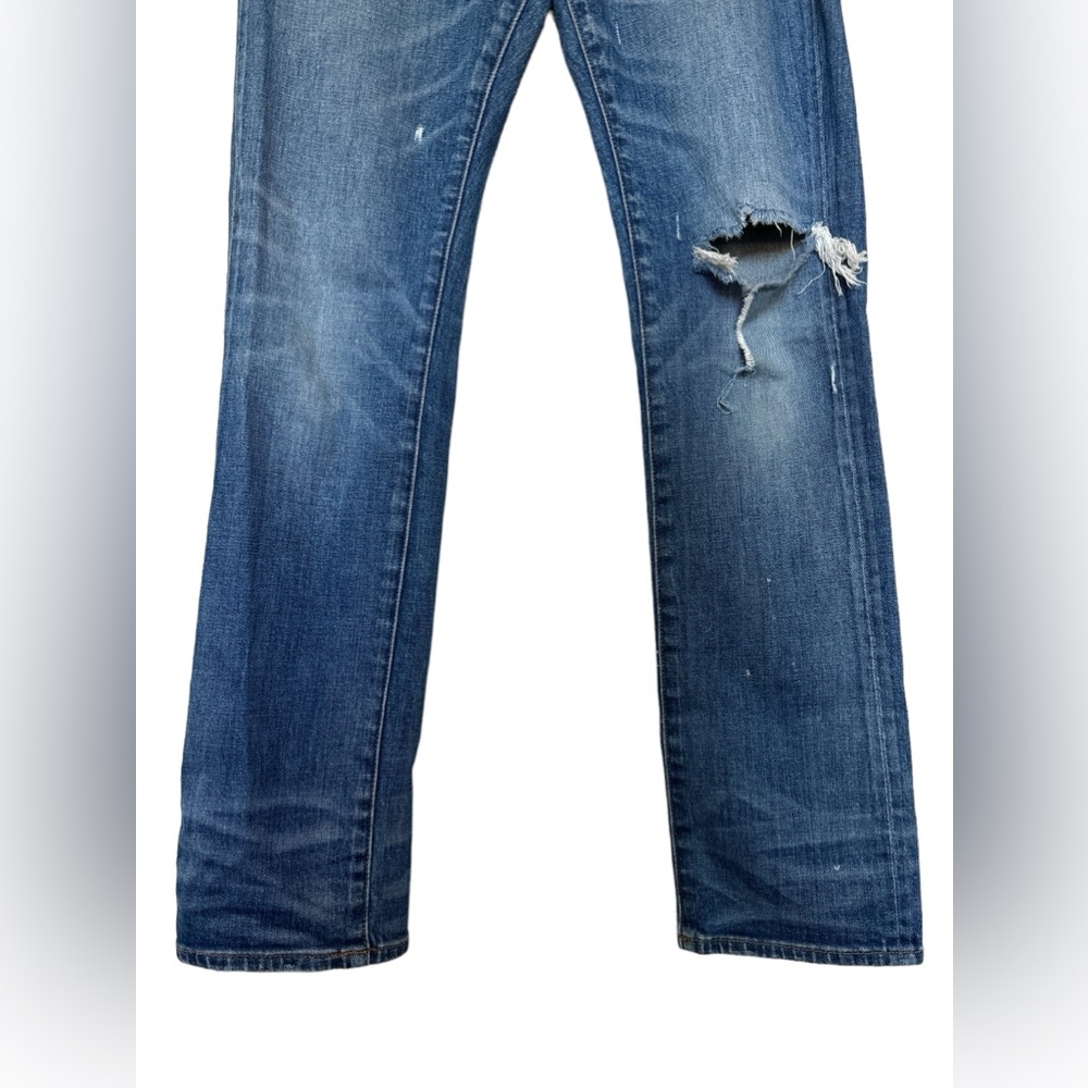 Madewell Distressed Medium/ Dark Wash Slim‎ Boy Jean, Size 24 - Picture 3 of 10